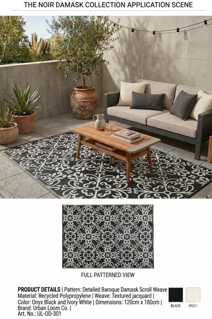 Damask Scroll Weave Mat