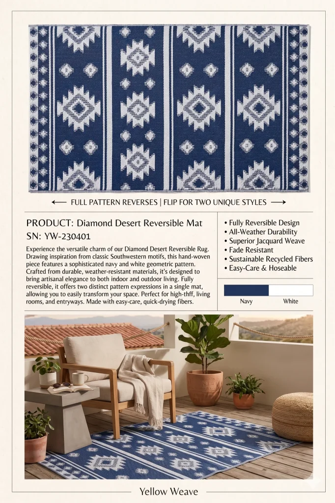 Ikat Diamond Desert Blue Mat