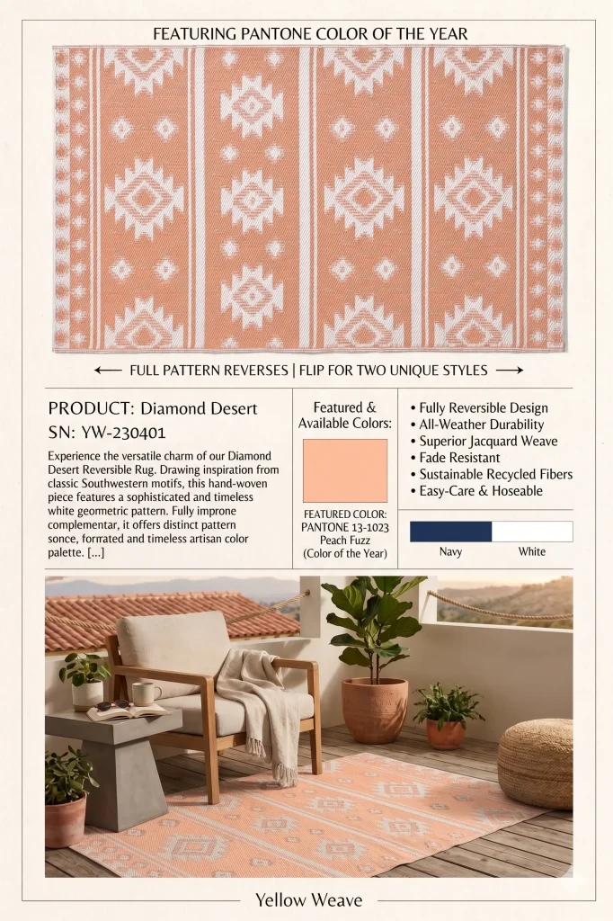 Ikat Diamond Desert Peach Fuzz Mat