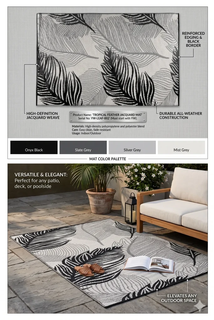 Long tropical feather mat