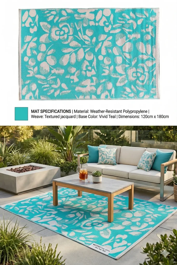 Teal Flower Mat